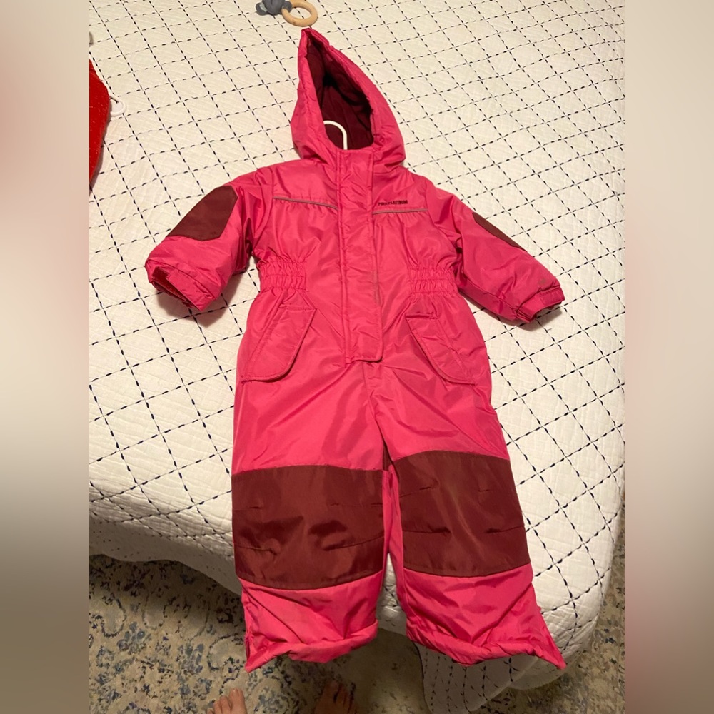 Pink snowsuit with hood